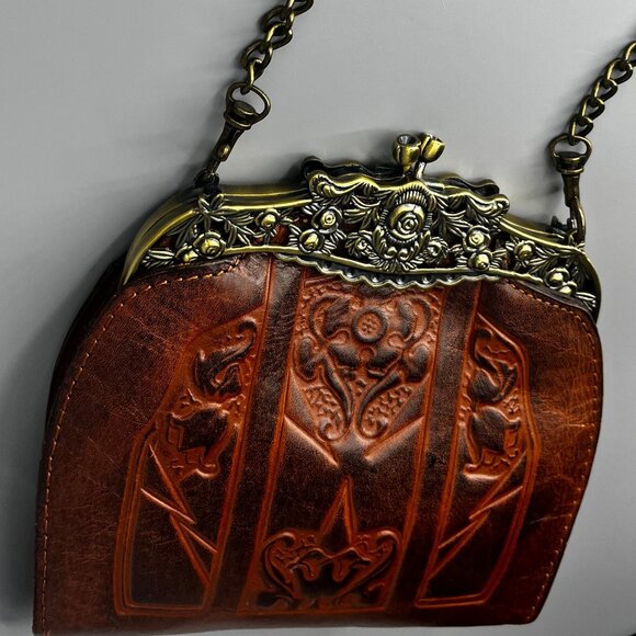 PATRICIA NASH SOFT METALLIC TOOLES ROSARIA SNAP CLOSURE SHOULDER CHAIN WITH SNAP - Picture 9 of 9